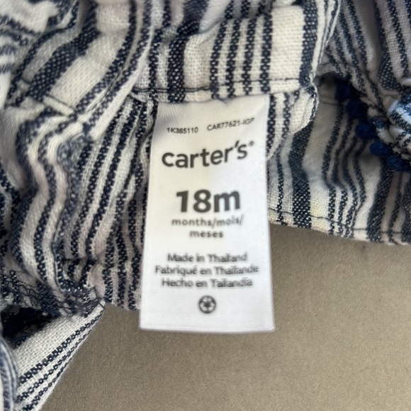 CARTER’S Baby Girl Linen Striped Tank & Short Set, Blue White, 18M - Picture 7 of 9